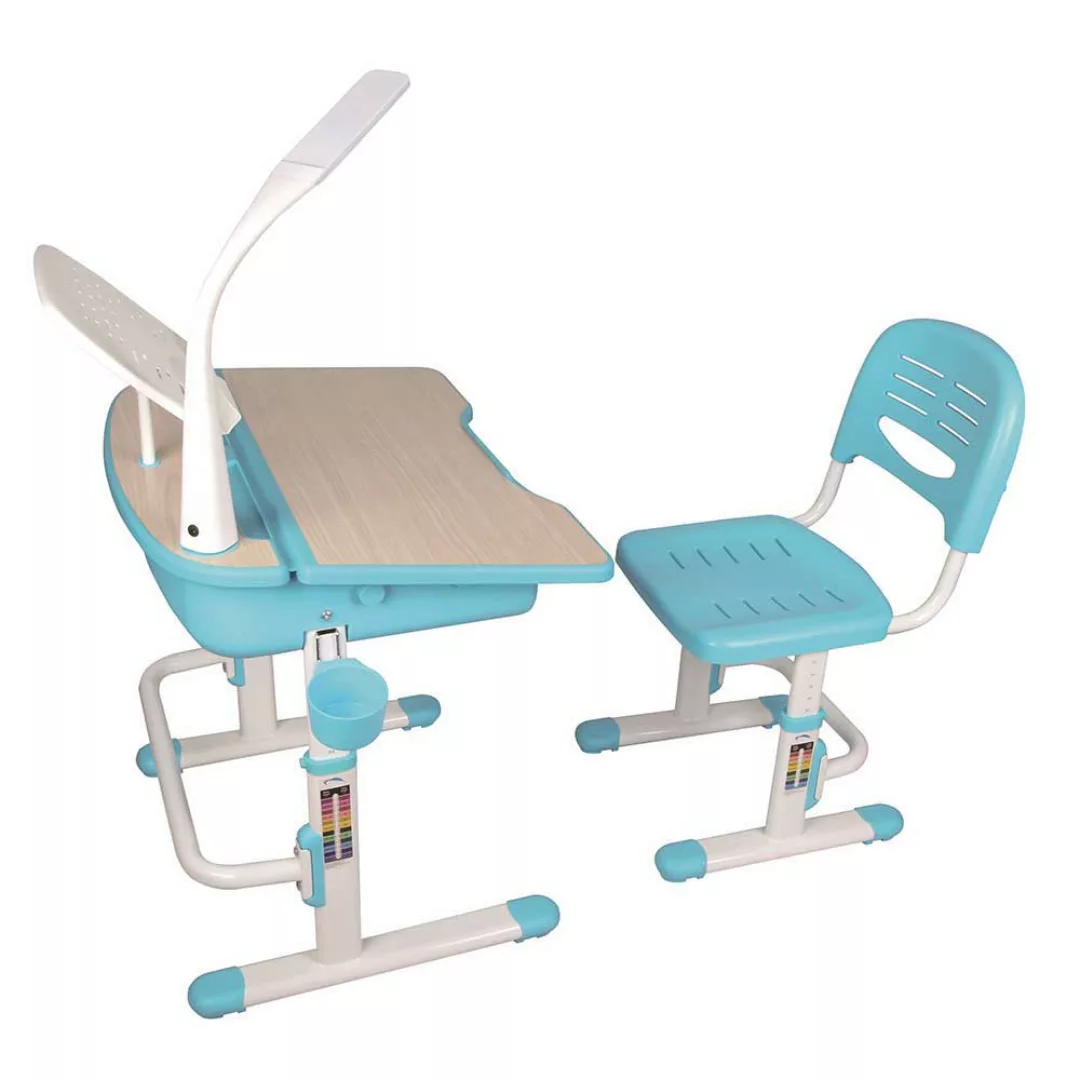 Schülerschreibtisch mit Stuhl in Blau Weiß höhenverstellbar (zweiteilig) günstig online kaufen