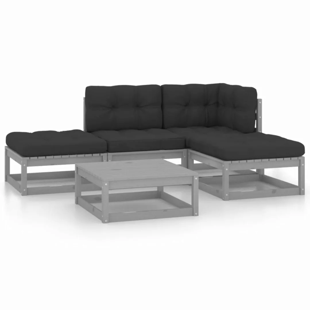 5-tlg. Garten-lounge-set Mit Kissen Kiefer Massivholz günstig online kaufen