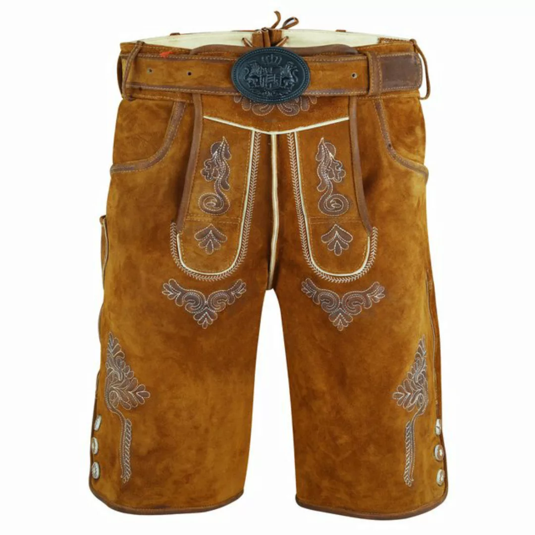 Spirit of Bavaria Trachtenlederhose Herren Trachten Lederhose kurz mit Gürt günstig online kaufen