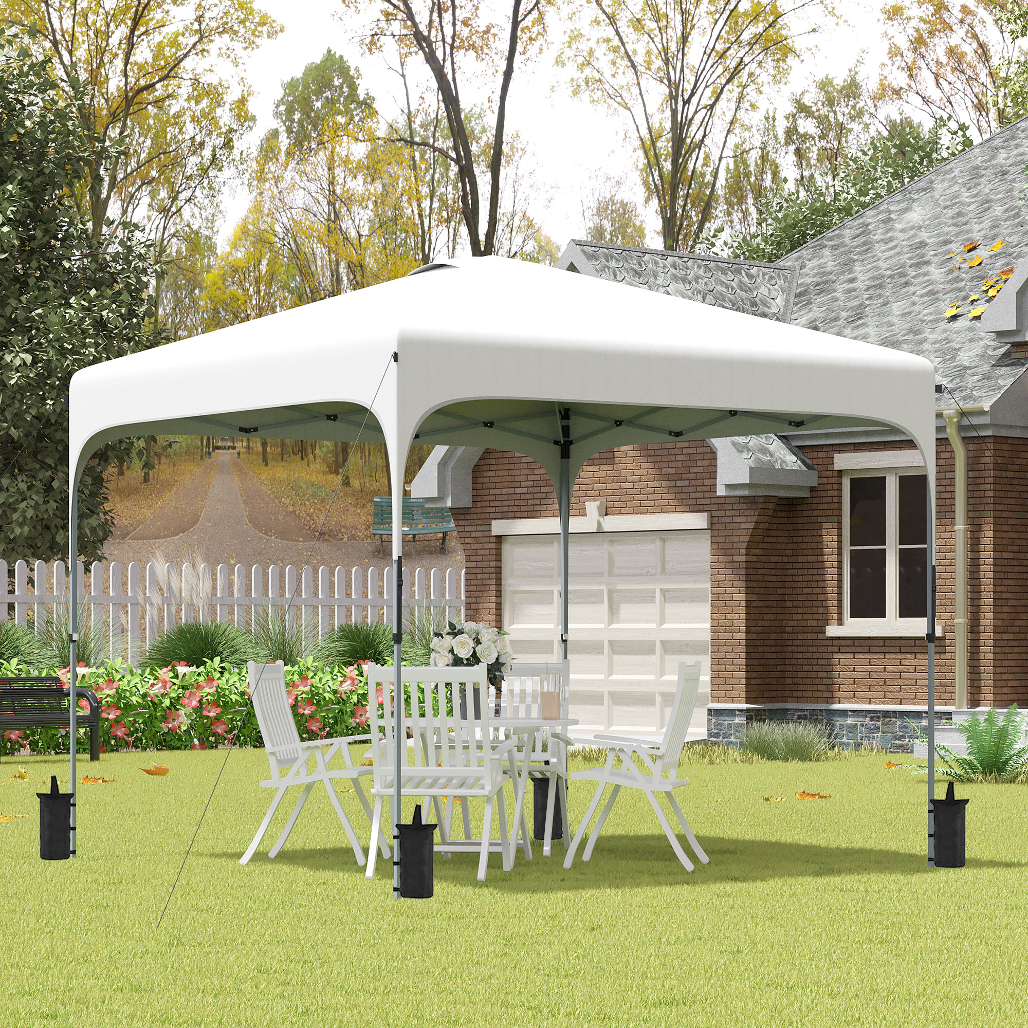 Outsunny Tonnelle 3 x 3 m faltbares Pop-up Gartenpavillon höhenverstellbare günstig online kaufen