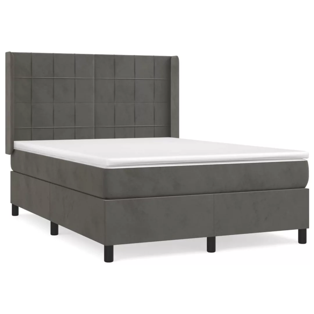 Vidaxl Boxspringbett Mit Matratze Dunkelgrau 140x200 Cm Samt günstig online kaufen