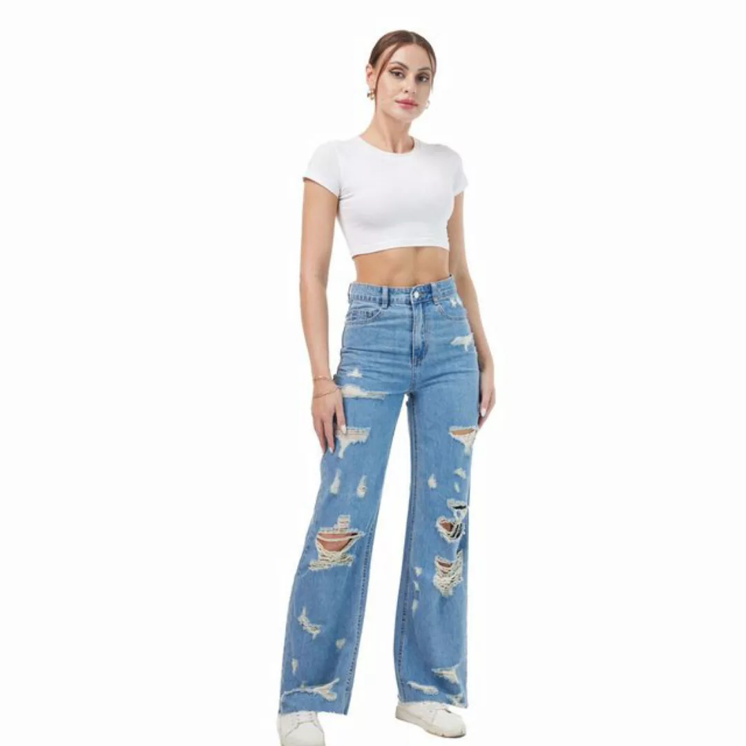 Ital-Design Destroyed-Jeans Damen Freizeit (87217138) Destroyed-Look High W günstig online kaufen