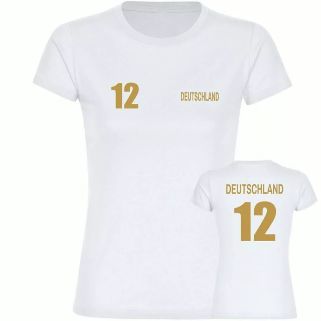 multifanshop T-Shirt Damen Deutschland - Trikot Nummer 12 Gold - Frauen günstig online kaufen