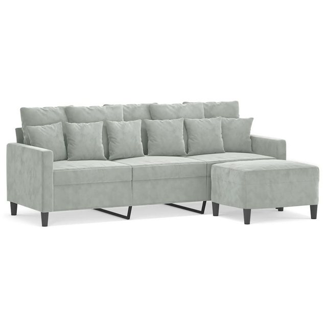 vidaXL Sofa 3-Sitzer-Sofa mit Hocker 180 cm Samt, Hellgrau günstig online kaufen