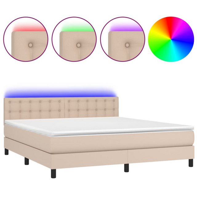 vidaXL Boxspringbett, Boxspringbett mit Matratze & LED Cappuccino-Braun 180 günstig online kaufen