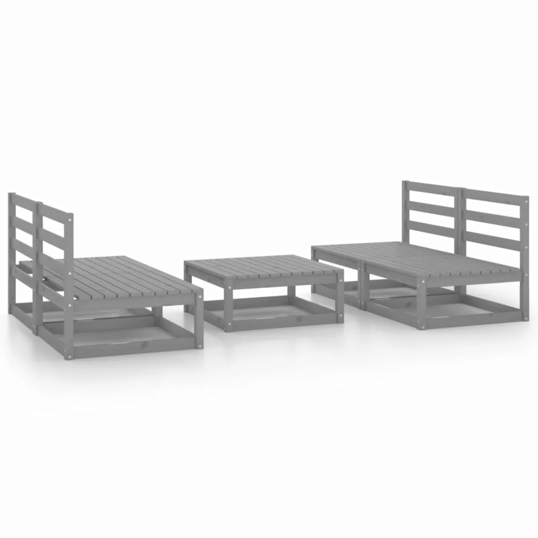 5-tlg. Garten-lounge-set Grau Kiefer Massivholz günstig online kaufen