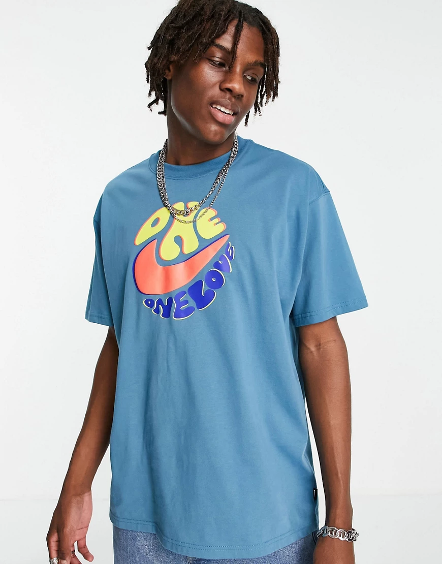 Nike – Sport Power Love – Schweres Oversize-T-Shirt in Blaugrün günstig online kaufen