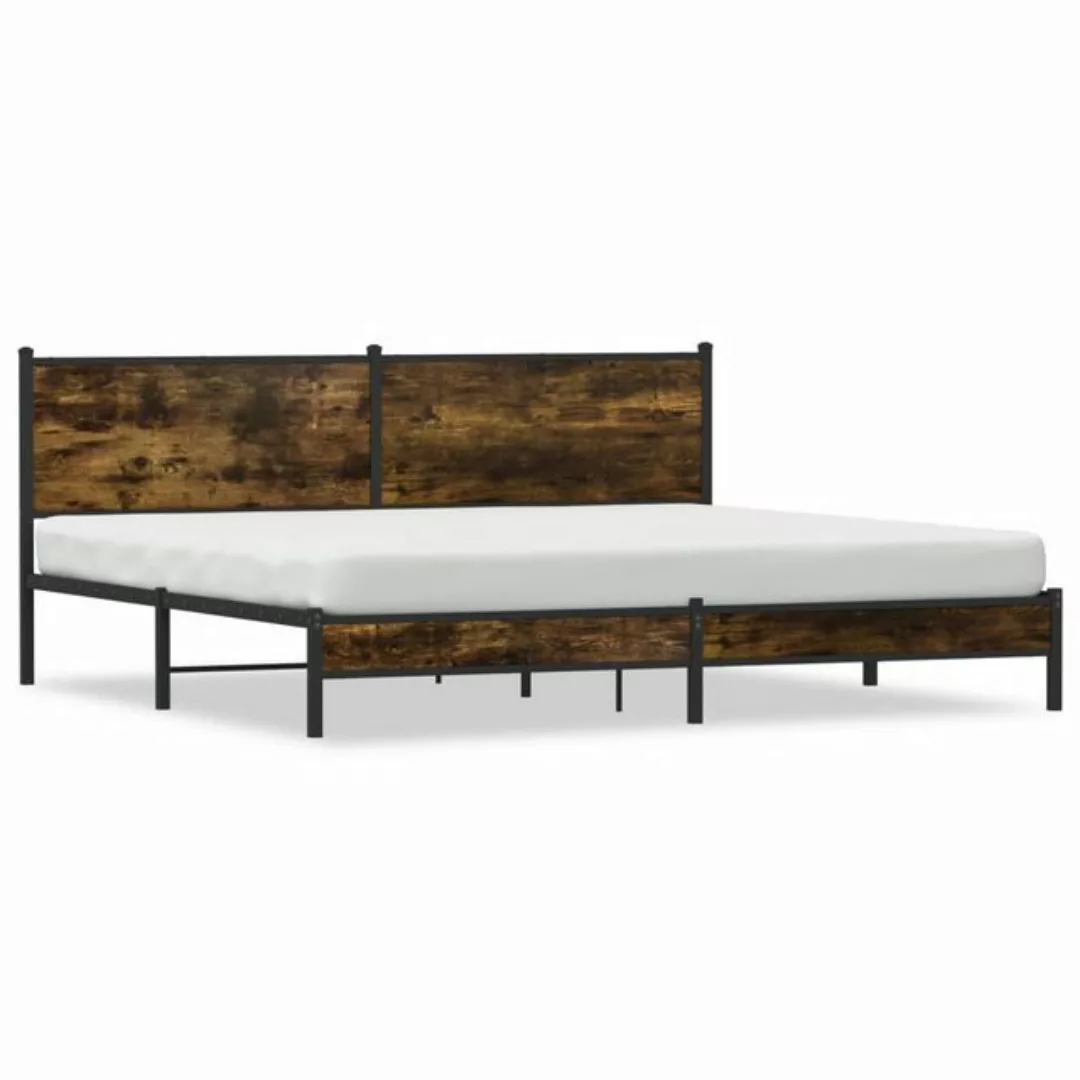 vidaXL Bett Metallbett ohne Matratze Räuchereiche 193x203 cm günstig online kaufen