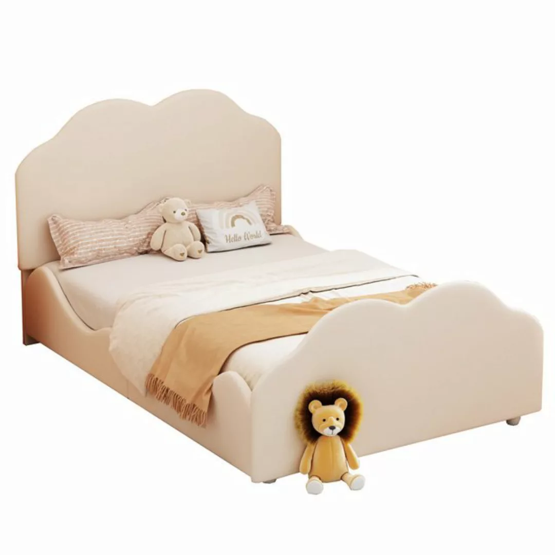 EXTSUD Kinderbett Polsterbett 90 x 200 cm hohes Geländer-Kinderbettgestell, günstig online kaufen