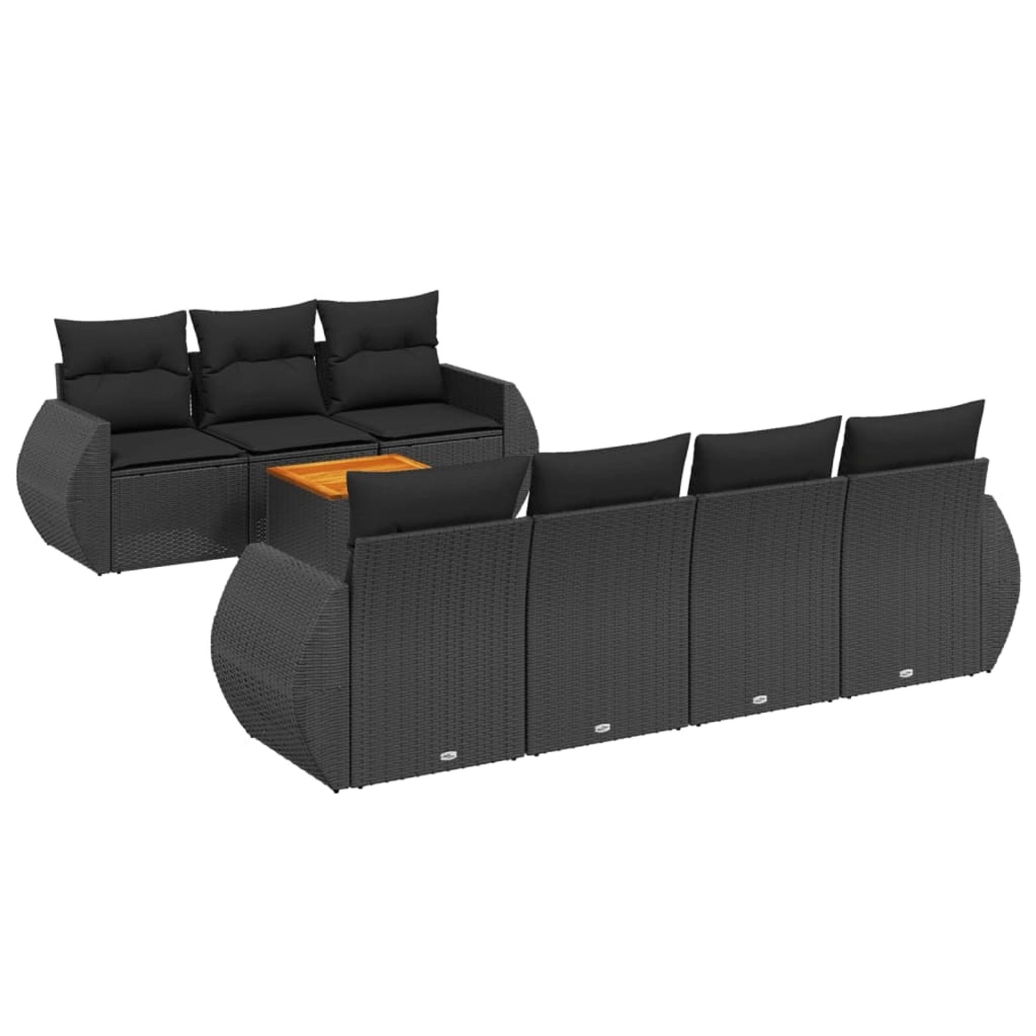 vidaXL 8-Tlg Garten-Sofagarnitur mit Kissen Schwarz Poly Rattan 3257238 günstig online kaufen