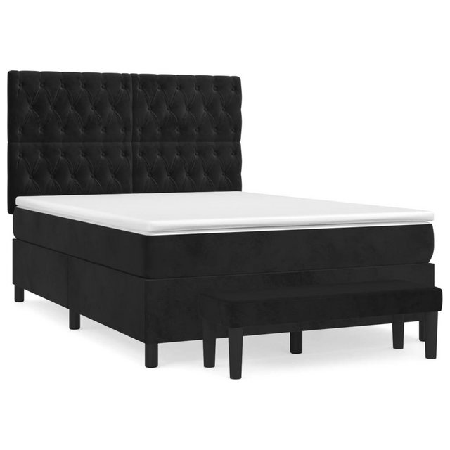 vidaXL Bettgestell Boxspringbett mit Matratze Schwarz 140x200 cm Samt Bett günstig online kaufen