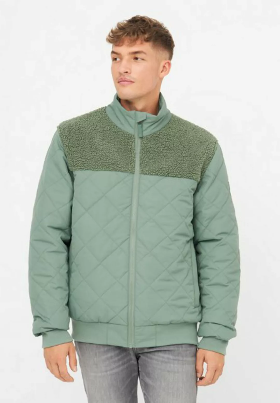 Derbe Fleecejacke Quiltholm gesteppt, Fleece im oberen Anteil, silberne Det günstig online kaufen