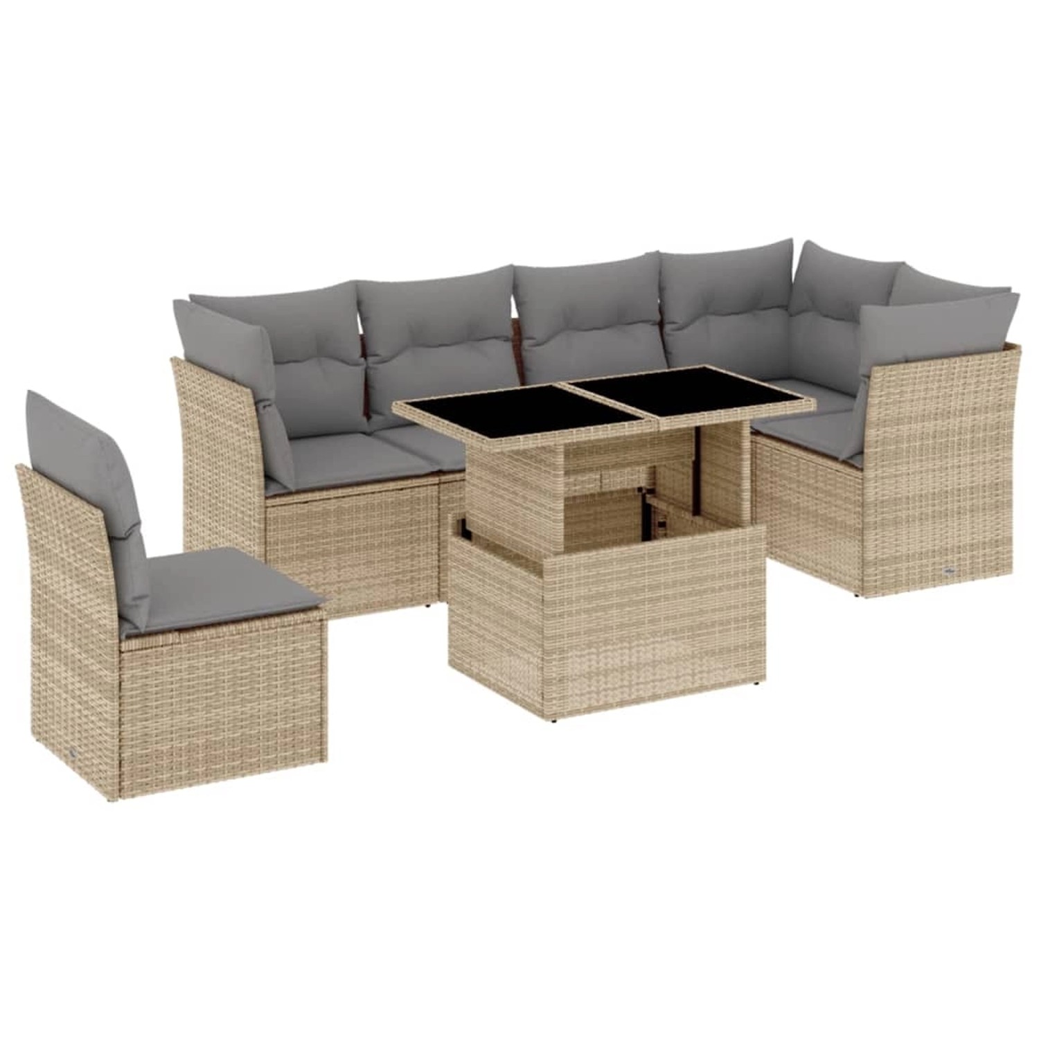 vidaXL 7-tlg Garten-Sofagarnitur mit Kissen Beige Poly Rattan Modell 336 günstig online kaufen