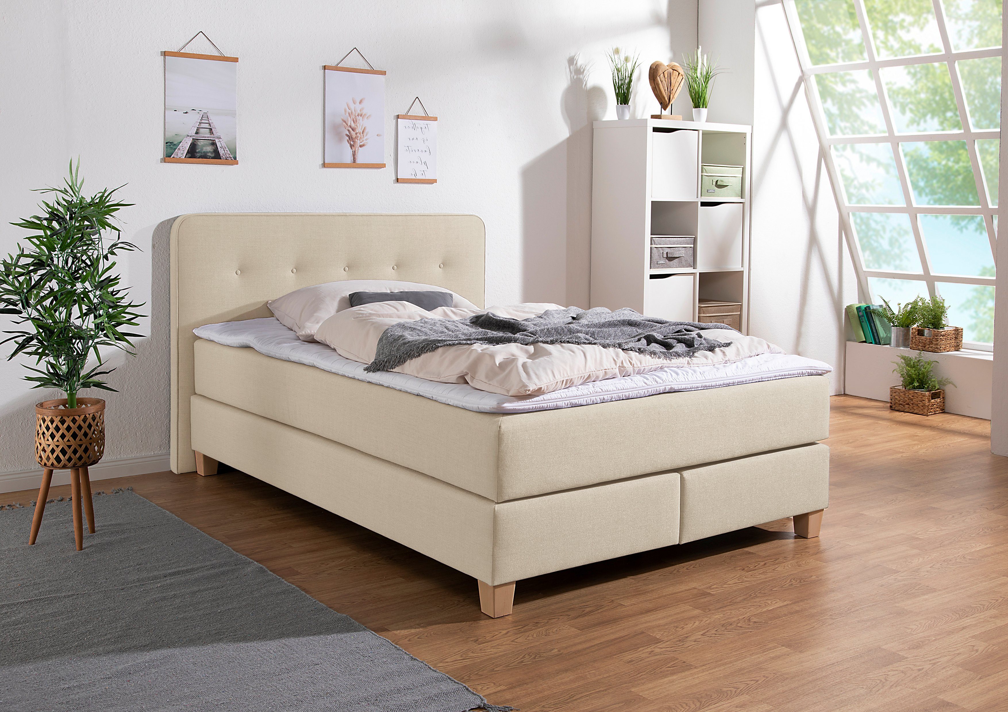 Home affaire Boxspringbett "Fargo", inkl. Topper, in 3 Matratzenarten, in S günstig online kaufen