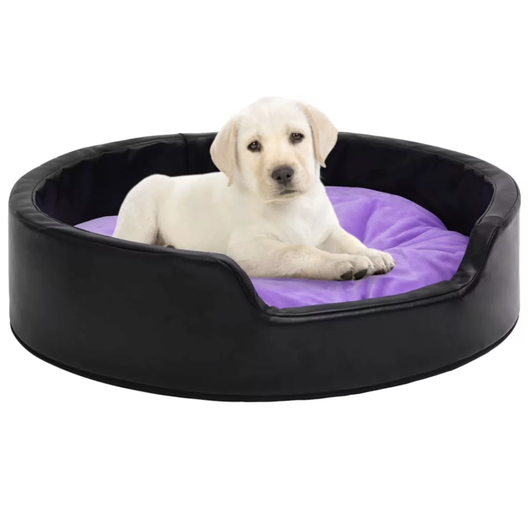 Hundebett Schwarz-violett 79x70x19 Cm Plüsch Und Kunstleder günstig online kaufen