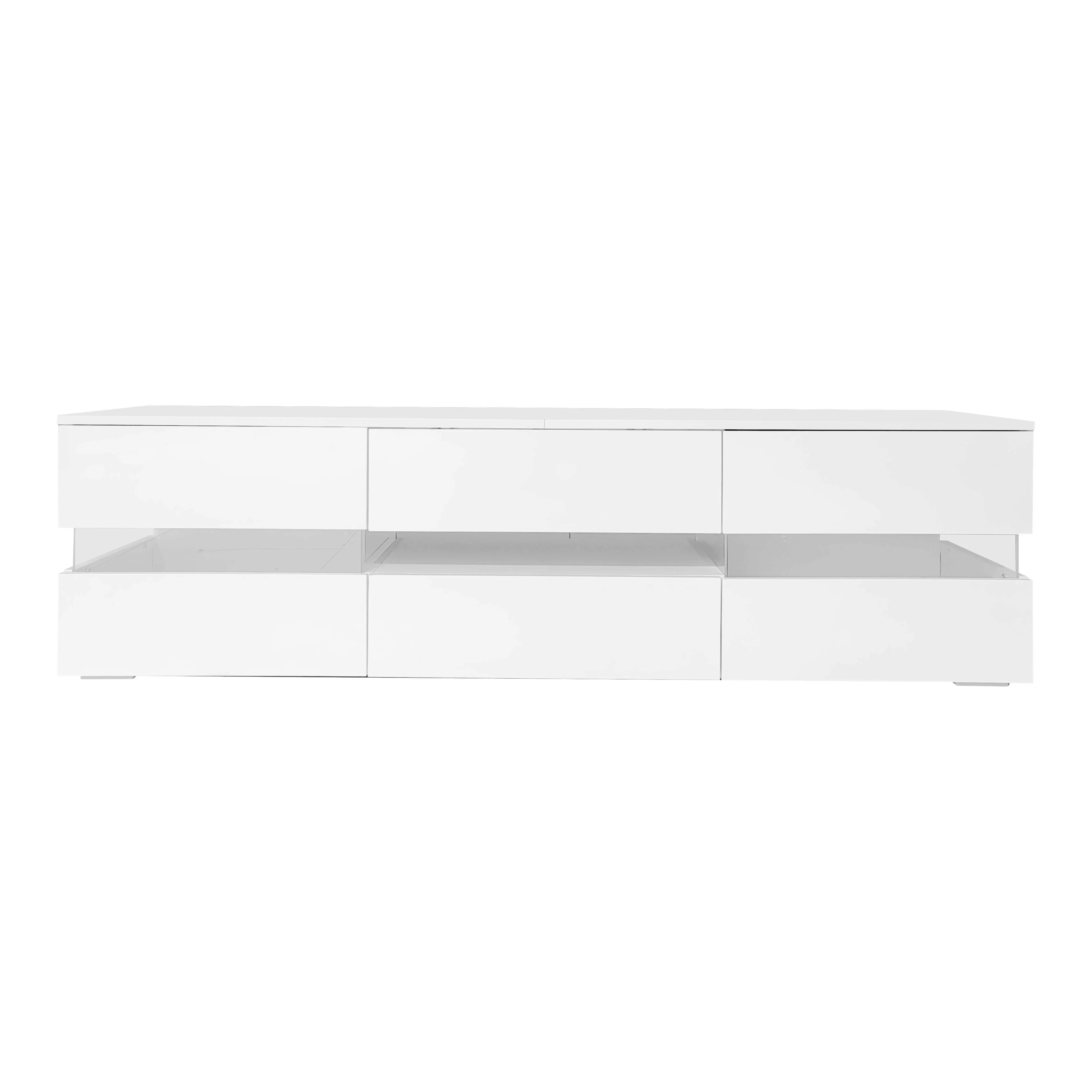 Moderner Hochglanz-TV-Schrank mit LED-Beleuchtung, offenes Fach, Acryl-Glas günstig online kaufen