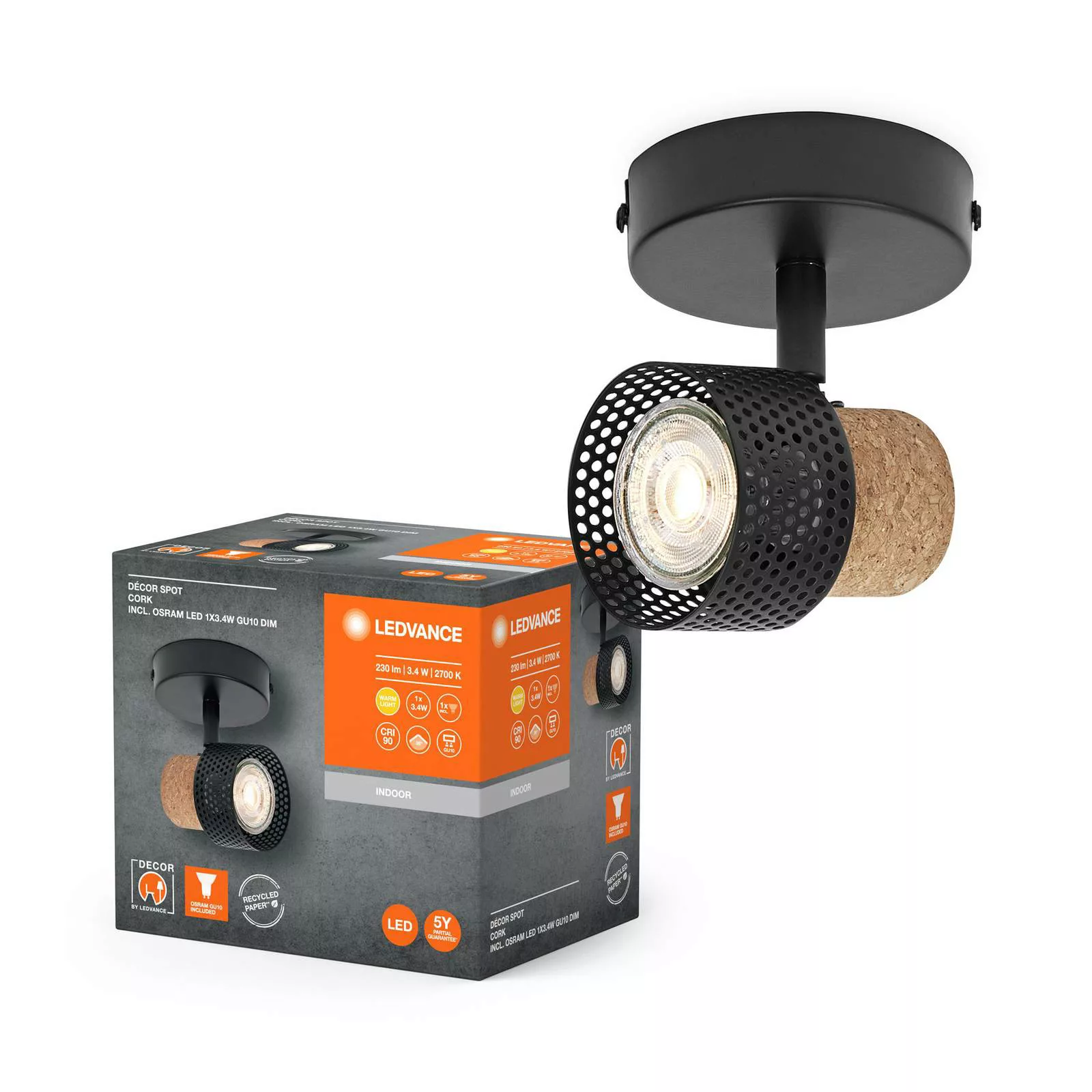 LEDVANCE LED-Wandstrahler Cork, GU10, dimmbar, schwarz günstig online kaufen