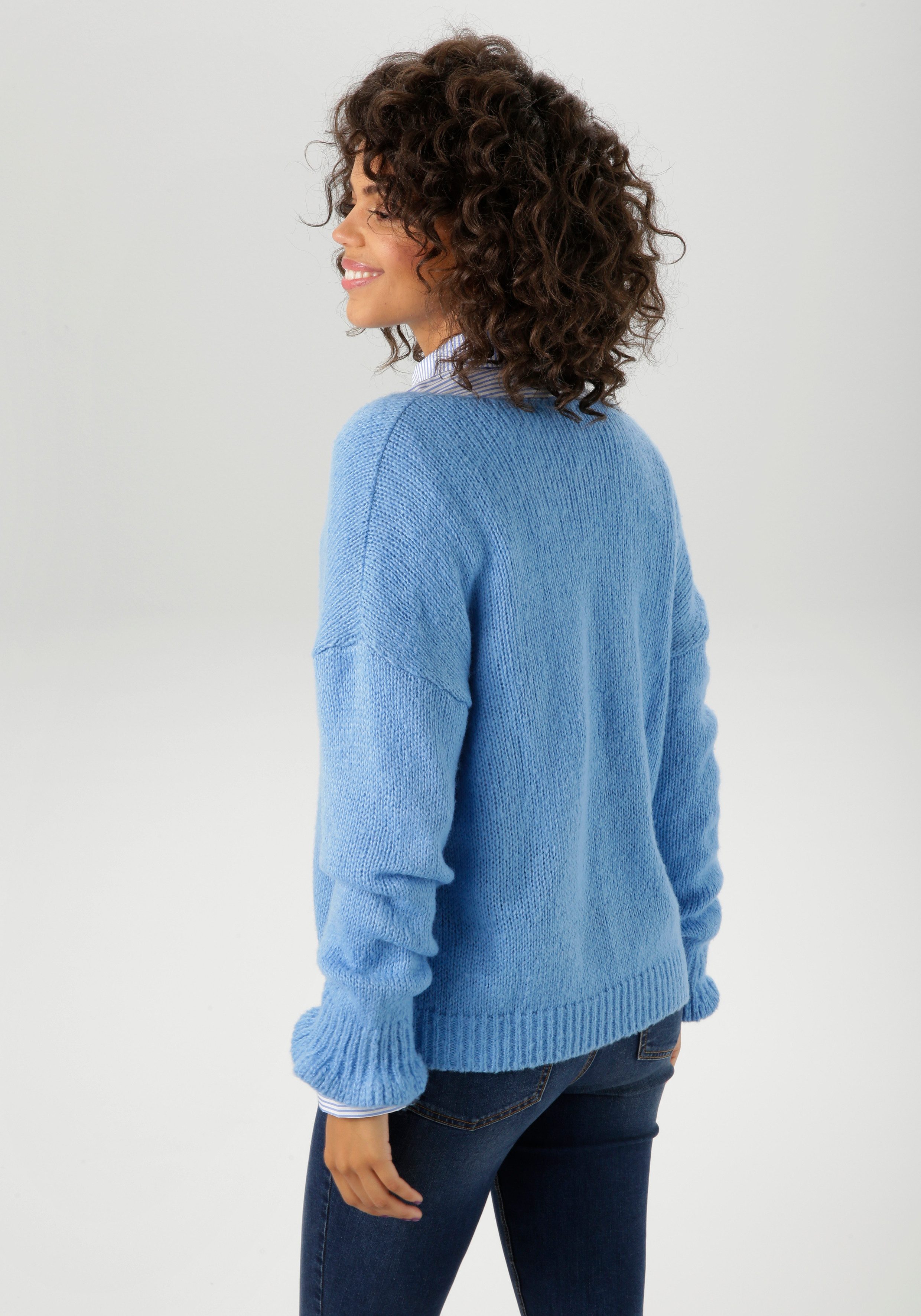 Aniston CASUAL Strickjacke mit trendigen Bindebändern günstig online kaufen