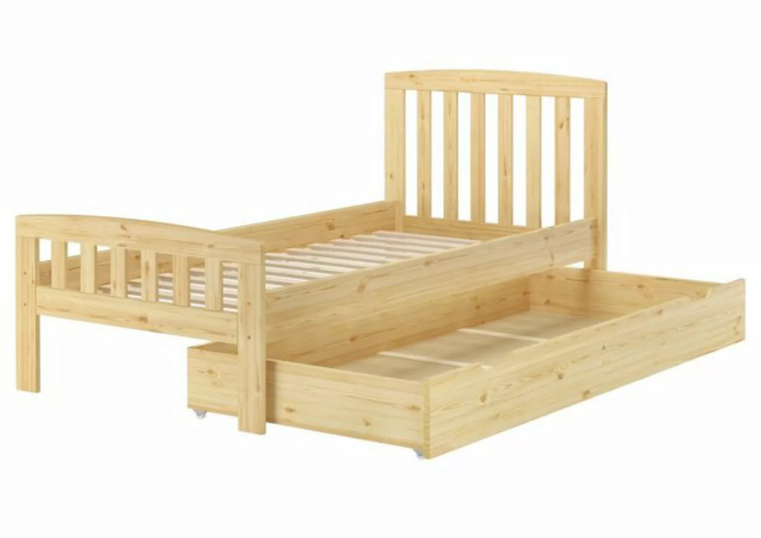 ERST-HOLZ Bett Kieferbett Einzelbett 90x200 Kiefer massiv natur mit viel Zu günstig online kaufen