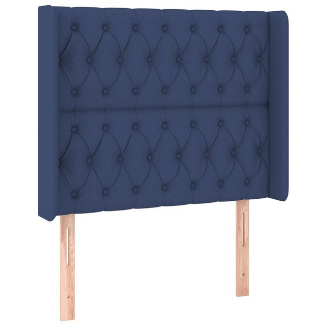 vidaXL Bett, Kopfteil mit Ohren Blau 103x16x118/128 cm Stoff günstig online kaufen