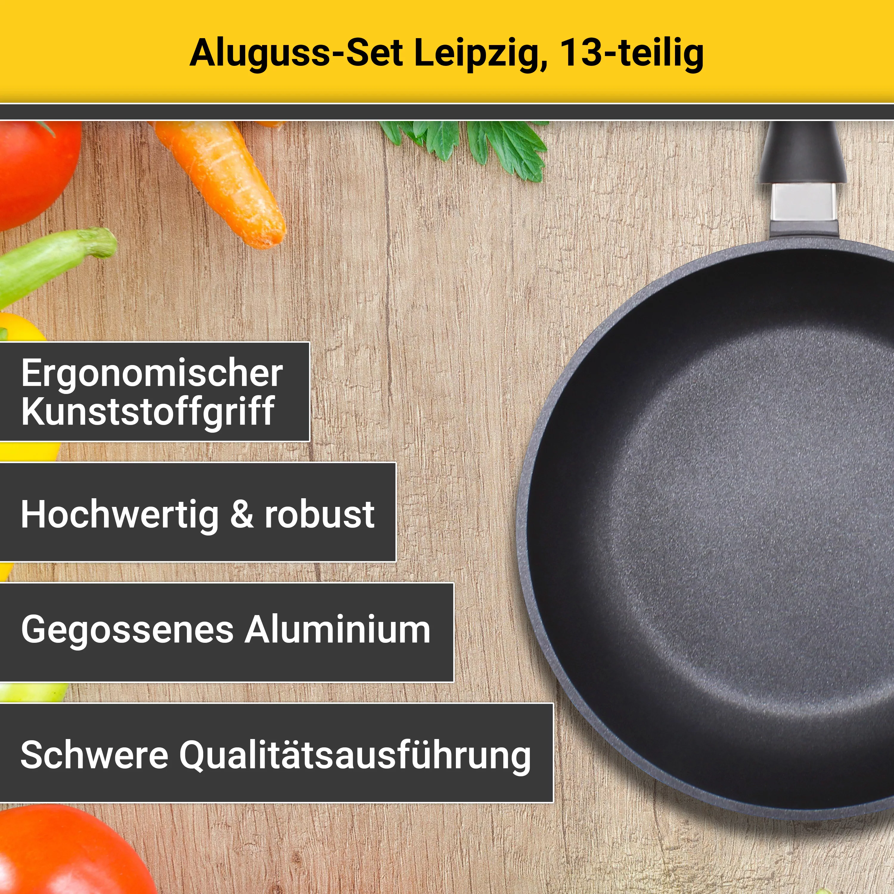 Krüger Topf-Set »Aluguss Topf-/Pfannenset LEIPZIG inkl. Küchenhelfern, 13 t günstig online kaufen