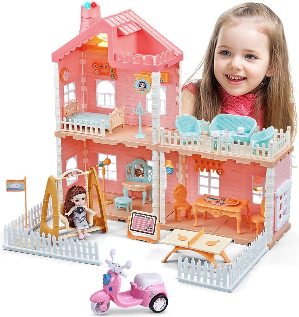Daskoo Puppenhaus Puppenhaus Puppenhaus mit LED günstig online kaufen