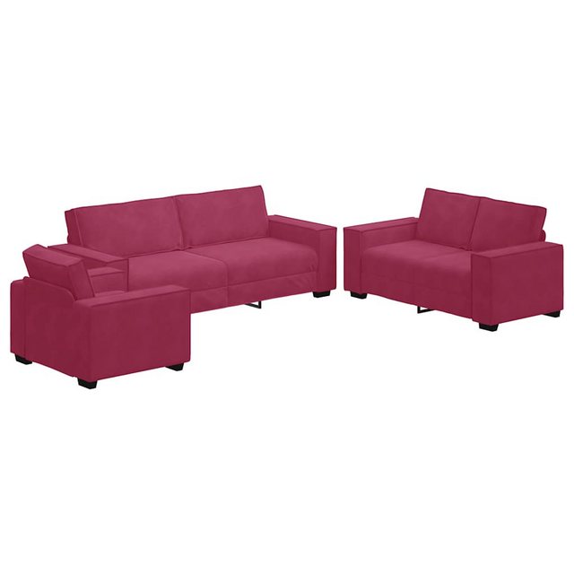 vidaXL Sofa 3-tlg. Sofagarnitur mit Kissen Weinrot Samt günstig online kaufen