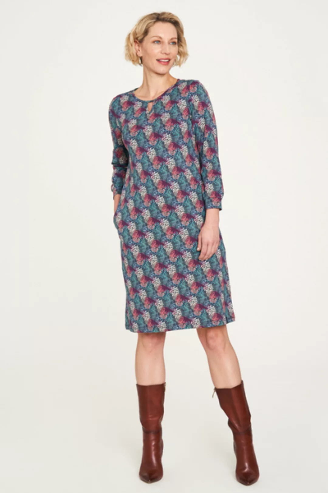 Jersey Kleid Aus Bio-baumwolle Mit Print In Verschiedenen Farben günstig online kaufen