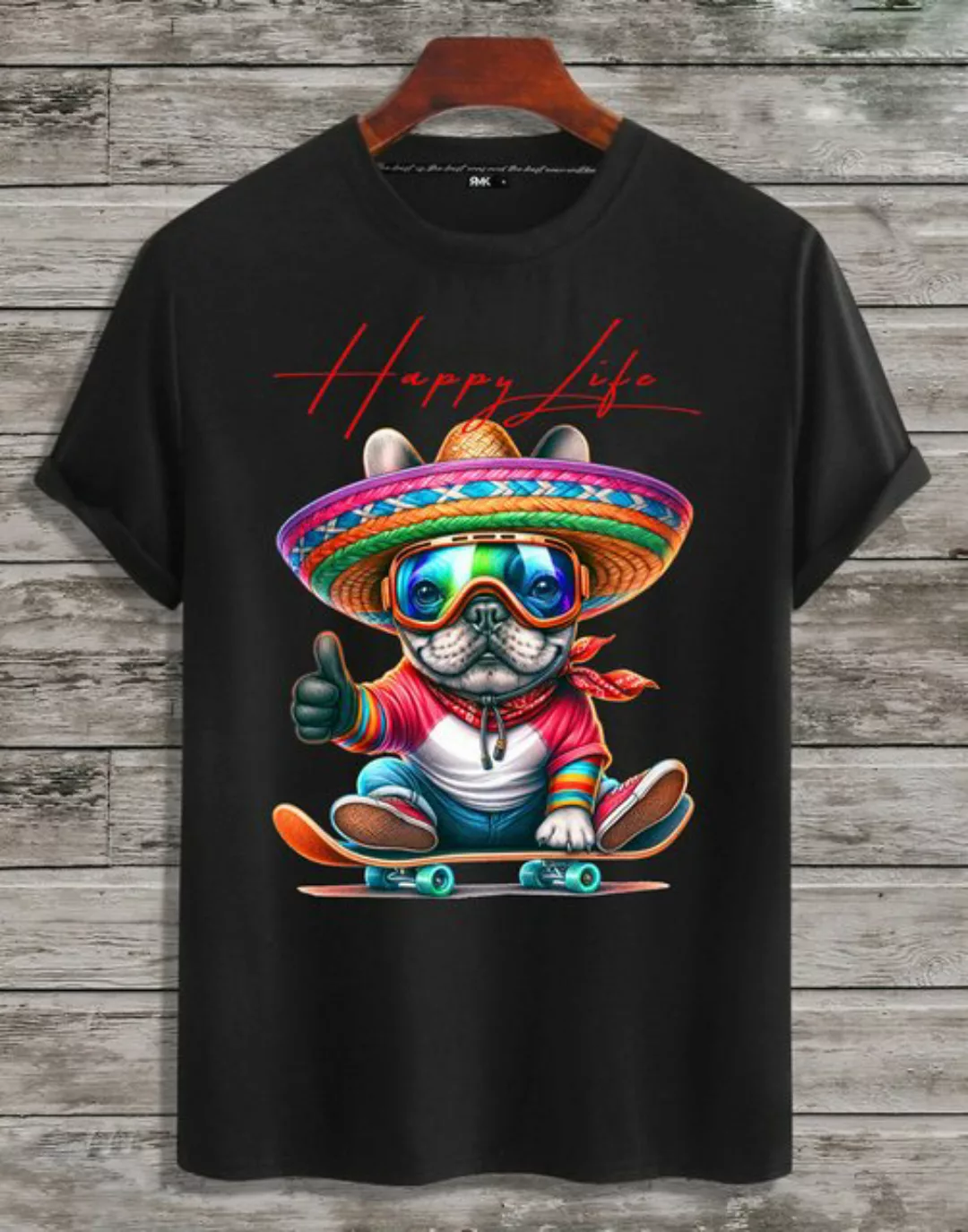 RMK T-Shirt Herren kurzarm Shirt Basic Rundhals Ausschnitt Skater aus Baumw günstig online kaufen