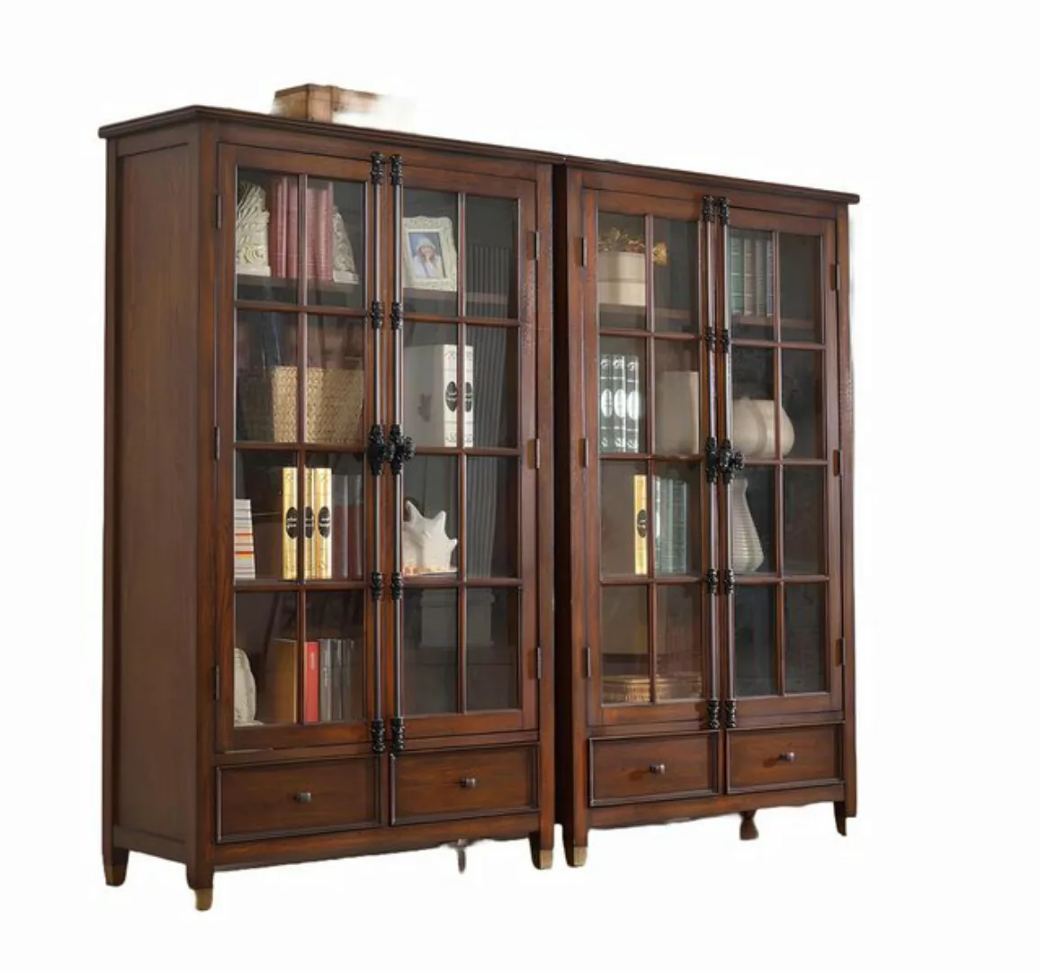 Xlmoebel Vitrine Holzregal mit klassischem Vitrinenschrank-Stil (Vitrine) H günstig online kaufen