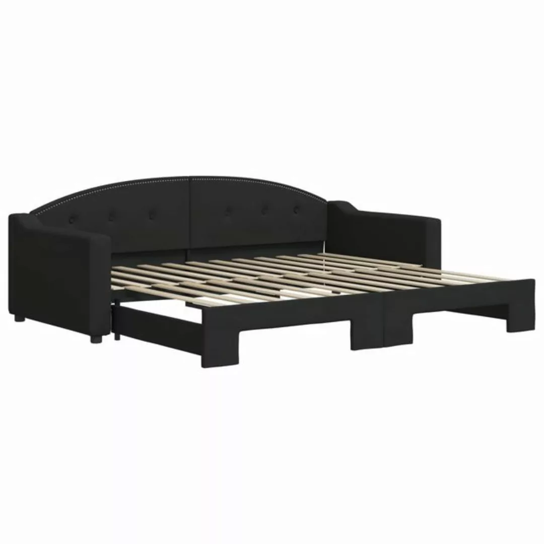 furnicato Bett Tagesbett Ausziehbar Schwarz 90x200 cm Stoff (1-tlg) günstig online kaufen