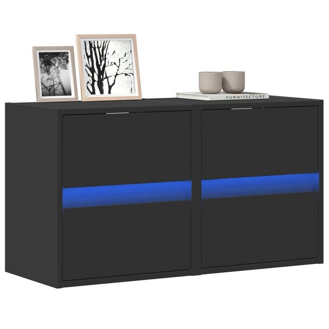 vidaXL TV-Schrank TV-Wandschränke mit LED-Beleuchtung 2 Stk. Schwarz 41x31x günstig online kaufen