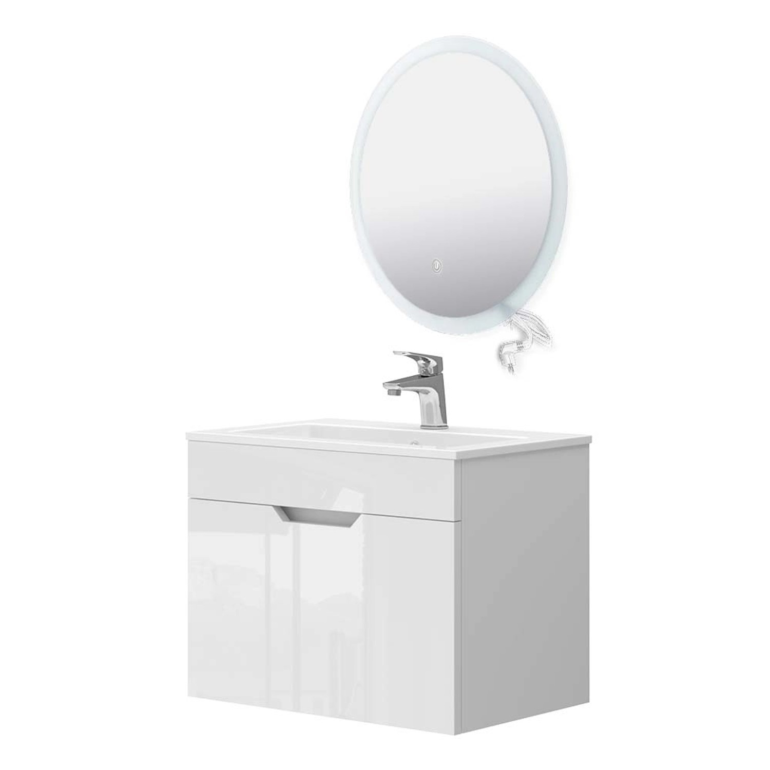 Vicco Badmöbel-Set Stefanie Weiß 3 Teile mit Unterschrank 60 cm und Led Spi günstig online kaufen