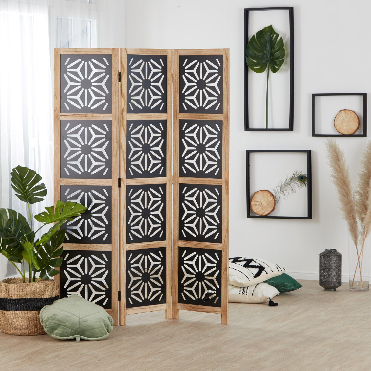 Homestyle4u Paravent Raumteiler Holz Trennwand Natur günstig online kaufen