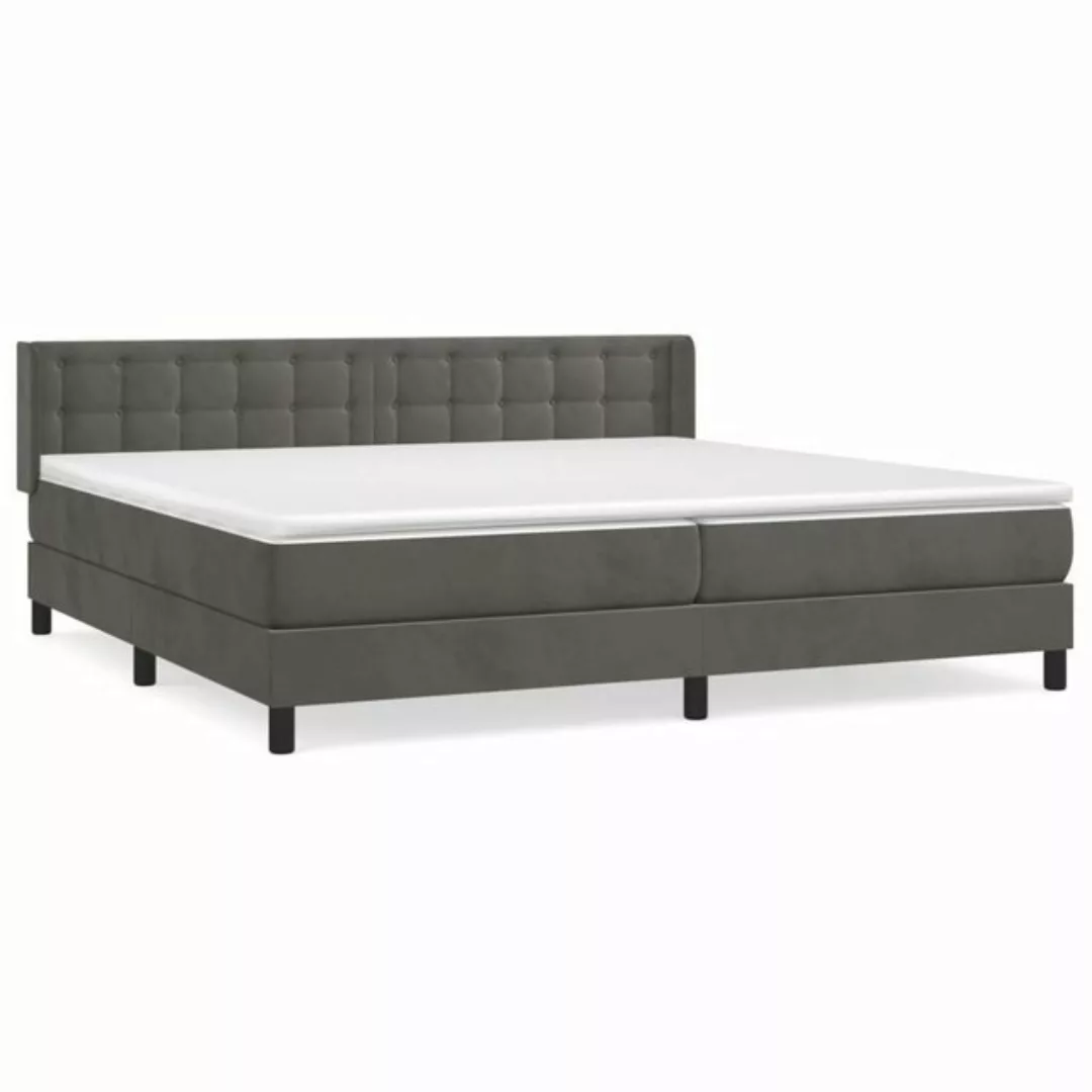 vidaXL Bettgestell Boxspringbett mit Matratze Dunkelgrau 200x200 cm Samt Be günstig online kaufen