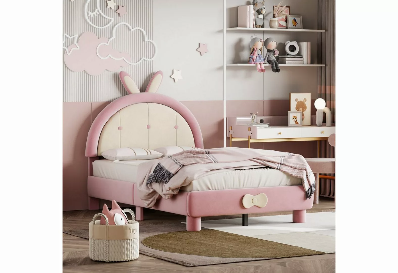 DOTMALL Kinderbett Polsterbett Kinderbett 90 x 200 cm, Gästebett Rosa günstig online kaufen