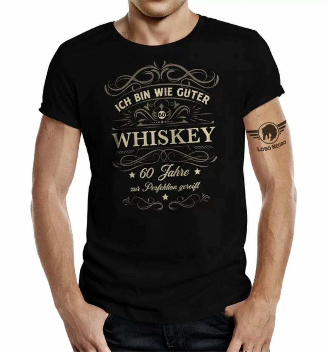 LOBO NEGRO® T-Shirt für Männer zum 60. Geburtstag - Wie Whiskey zur Perfekt günstig online kaufen
