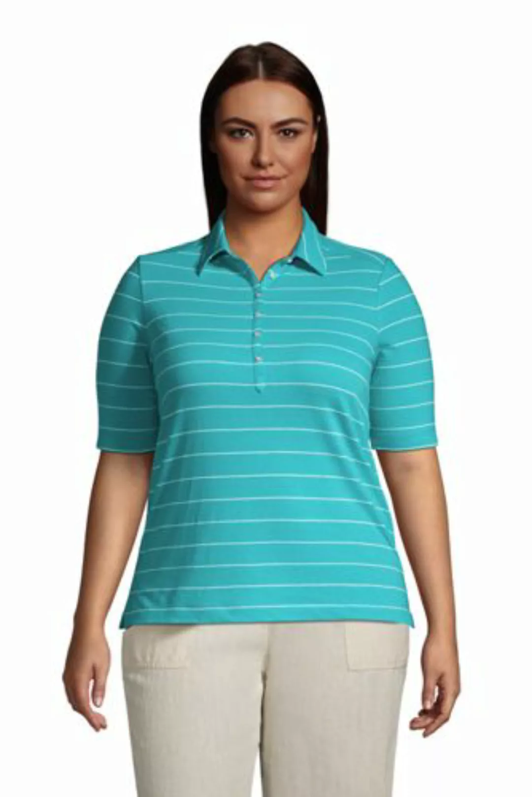 Poloshirt aus Leinenmix in großen Größen, Damen, Größe: 56-58 Plusgrößen, G günstig online kaufen
