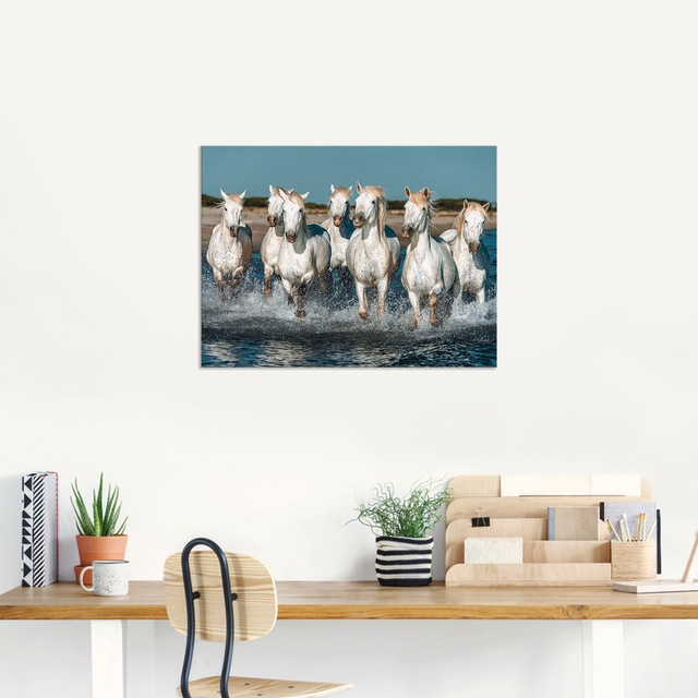 Artland Wandbild "Camargue Pferde galoppieren am Strand", Haustiere, (1 St. günstig online kaufen