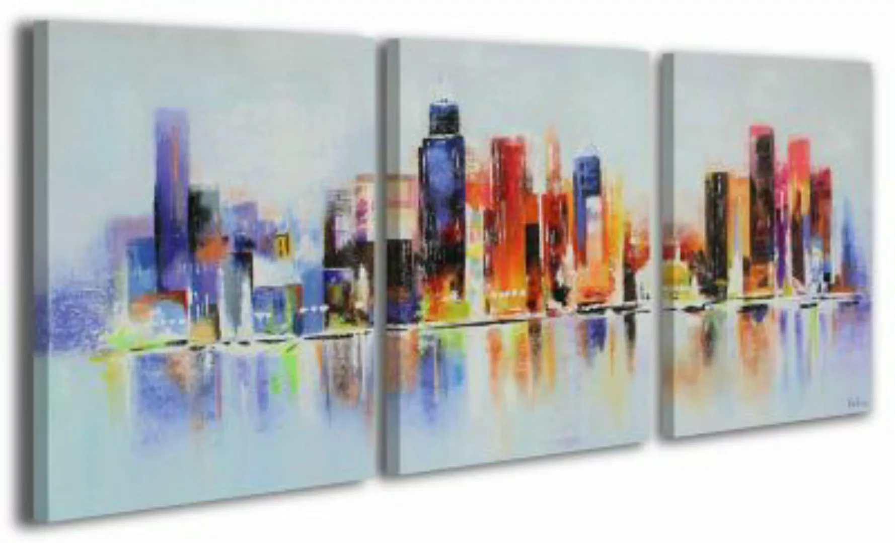 YS-Art™ "Gemälde Acryl ""Manhattan"" handgemalt auf Leinwand 135x60 cm" bun günstig online kaufen