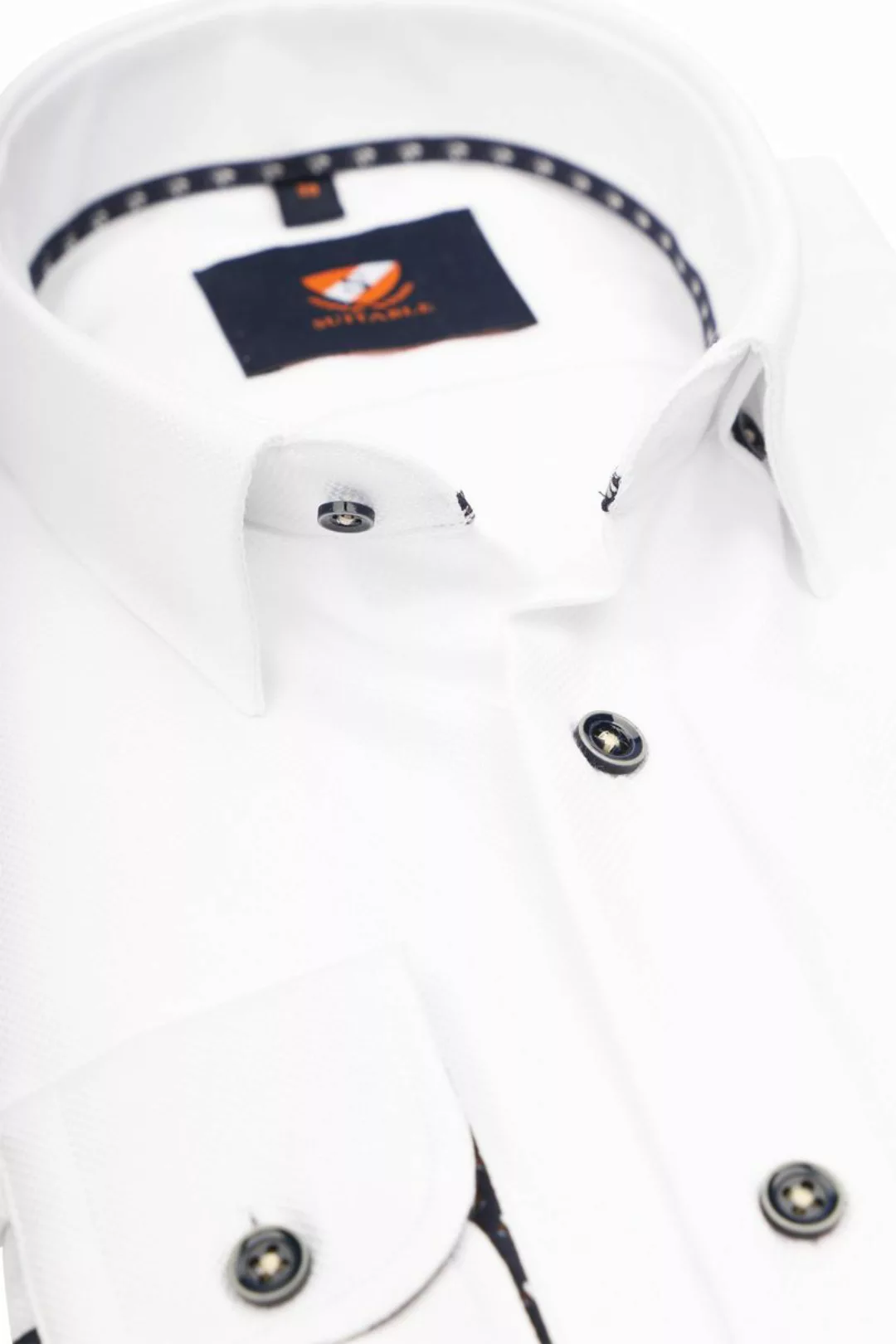 Suitable Slim-Fit Hemd Pique Weiß 267-1 - Größe 38 günstig online kaufen