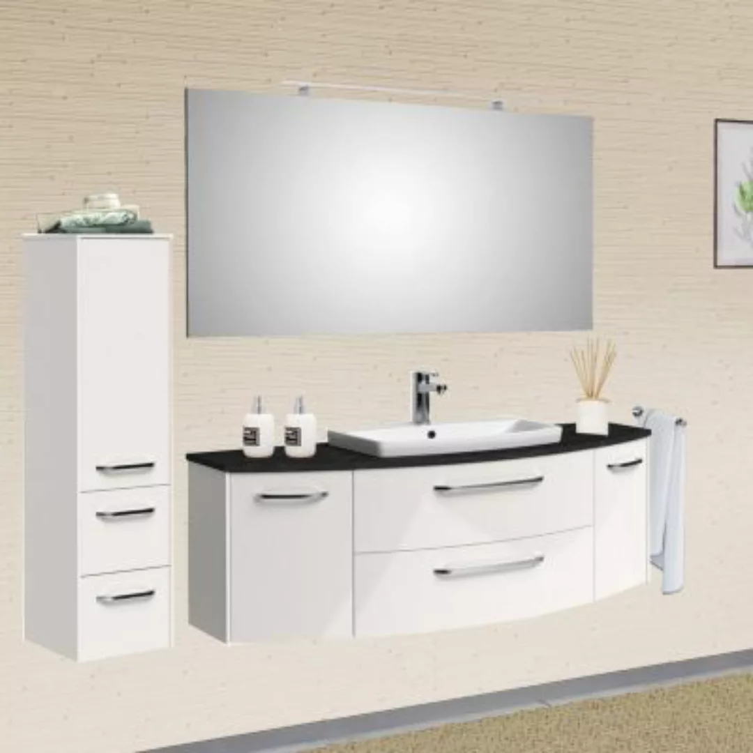 Lomadox Badezimmer Set abgerundet SEVILLA-66 in Weiß Hochglanz, B/H/T: ca. günstig online kaufen