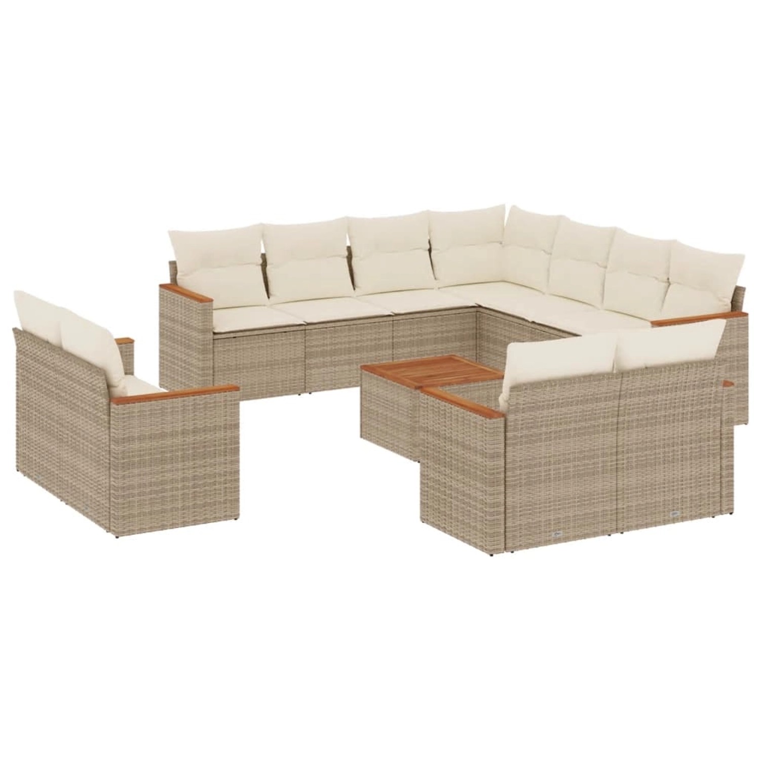 vidaXL 12-Tlg Garten-Sofagarnitur mit Kissen Beige Poly Rattan 3226506 günstig online kaufen