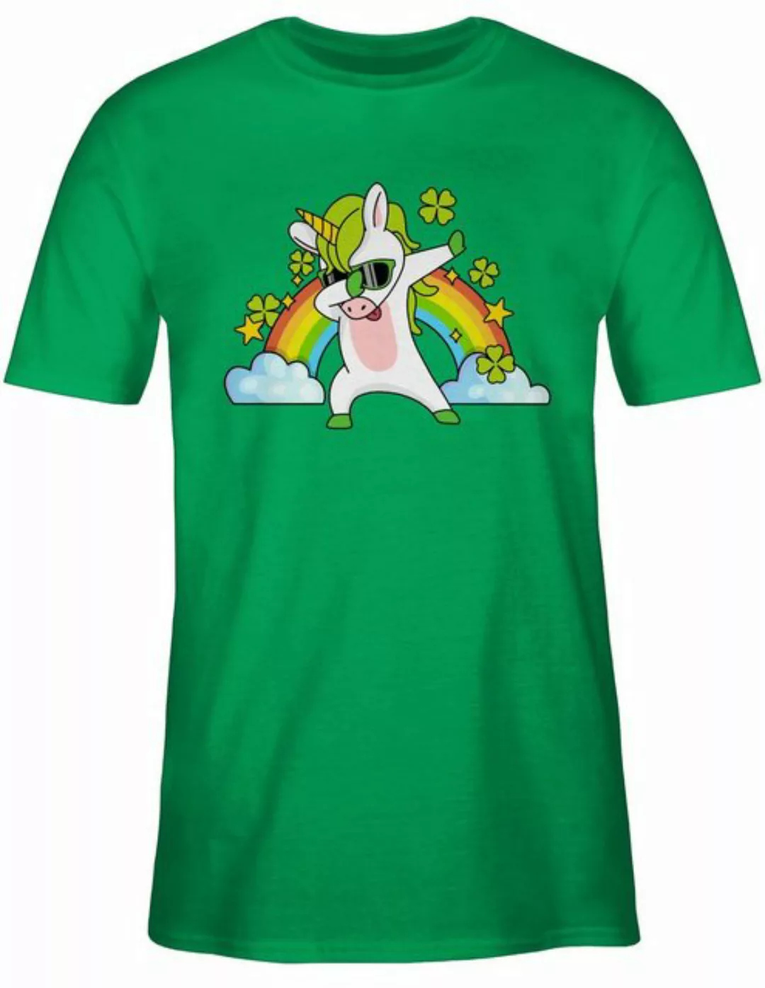 Shirtracer T-Shirt Dabbendes Einhorn Kleeblatt Regenbogen St. Patricks Day günstig online kaufen