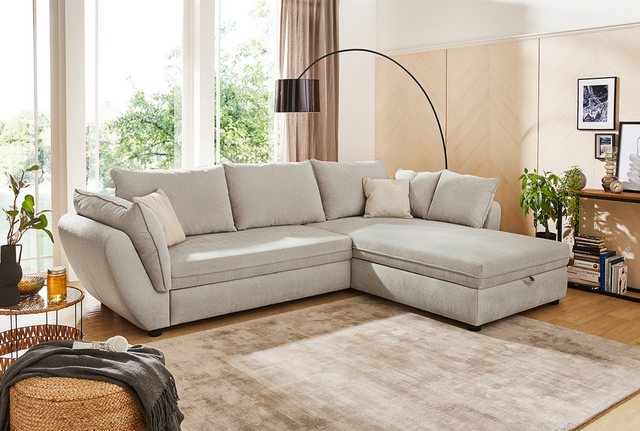 Ecksofa mit Schlaffunktion und Bettkasten Grau 297 x 207 cm JEREZ günstig online kaufen