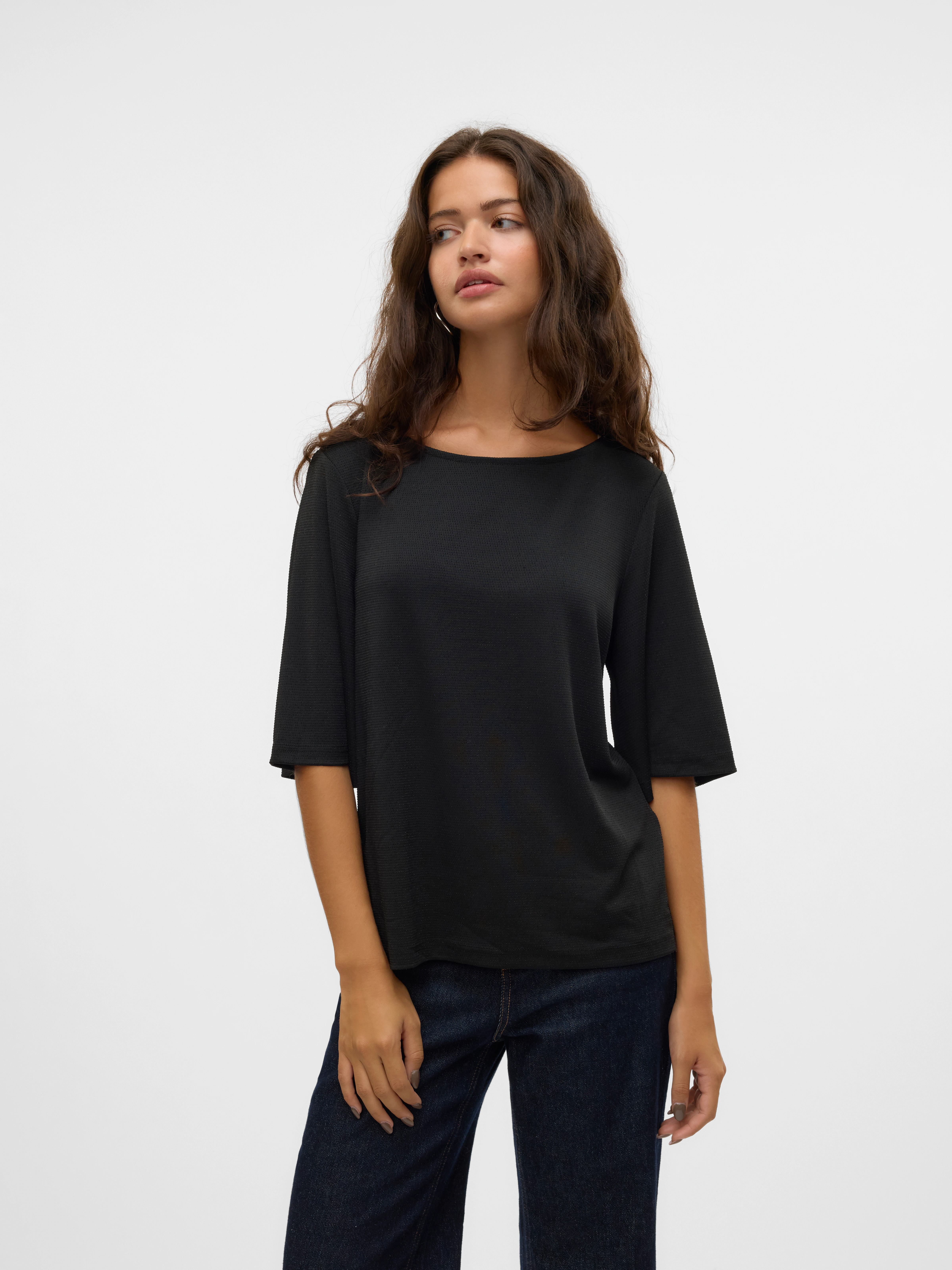 Vero Moda Rundhalsshirt VMKANVA 2/4 GLITTER TOP JRS mit Glitzereffekt günstig online kaufen