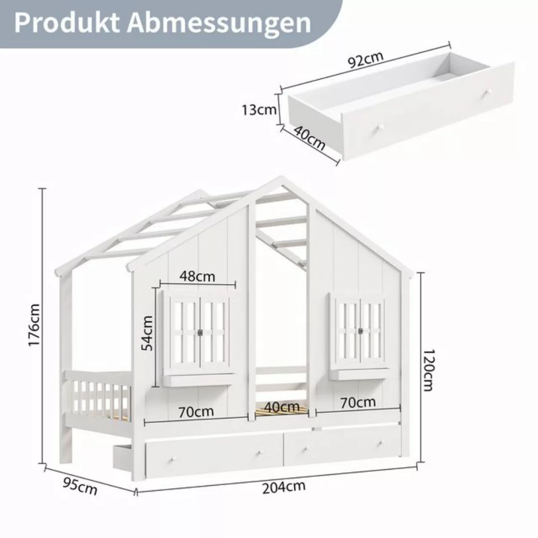 Furnishings Home Hausbett Holzbett Kinderbett 90x200cm (Set, Bett), Hausbet günstig online kaufen