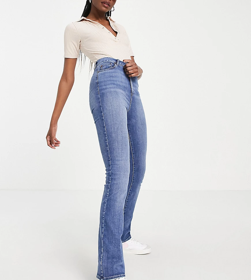 ASOS DESIGN Tall – Y2K – Stretch-Schlagjeans mit hohem Bund in mittlerer Vi günstig online kaufen