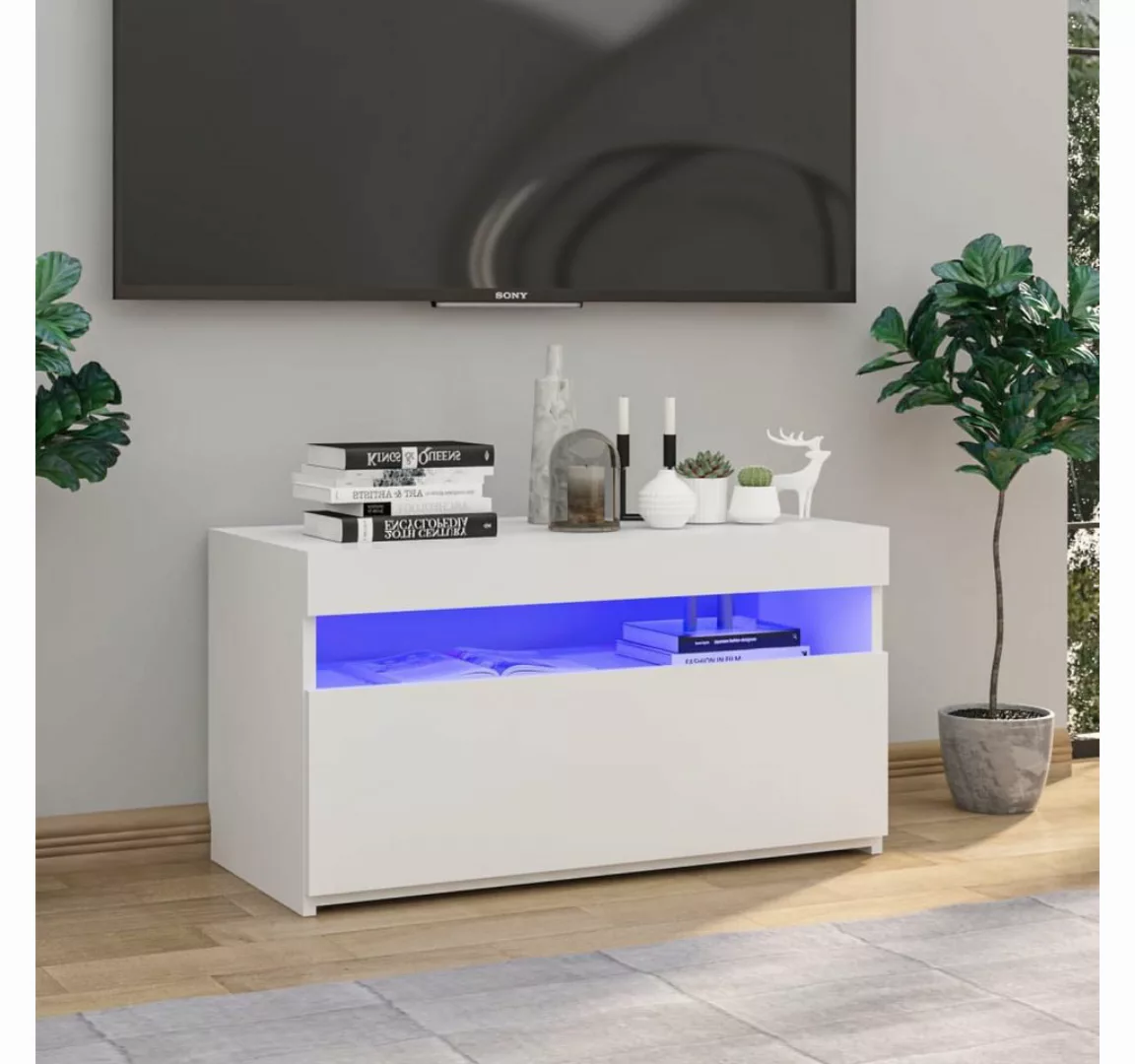 vidaXL TV-Schrank TV-Schrank mit LED Leuchten Hochglanz-Weiß 75x35x40 cm Lo günstig online kaufen