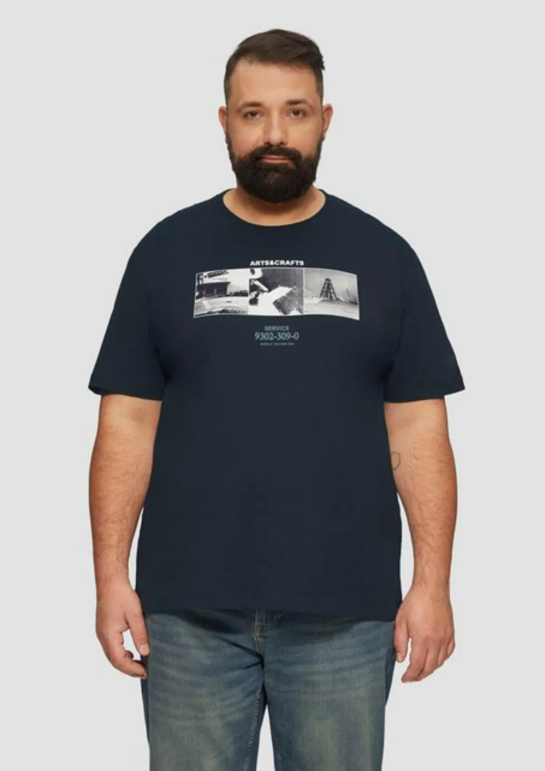 s.Oliver Kurzarmshirt T-Shirt mit Crew Neck und Frontprint Artwork günstig online kaufen